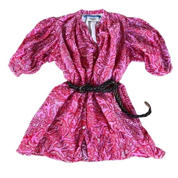 CHUFY My Aussie Days Ziggy Mini Dress Gunai Pink XS Cotton Silk Loose Fit GUC - Picture 5 of 16